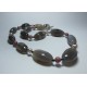 Necklace with agate, hematite, pearls and rhodonite