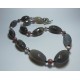 Necklace with agate, hematite, pearls and rhodonite