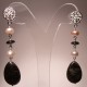 Earrings with pearls, astrophyllite and hematite