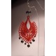 Chandelier earrings with pearls, hematite and LineaErre red embroidery
