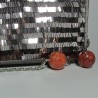 Gray satin clutch with paillettes, madrepora and pearls