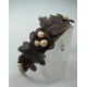 Headband with brown embroidery and pink pearls