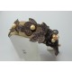 Headband with brown embroidery and pink pearls