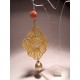 Silver earrings with pearls, madrepora and LineaErre embroidery