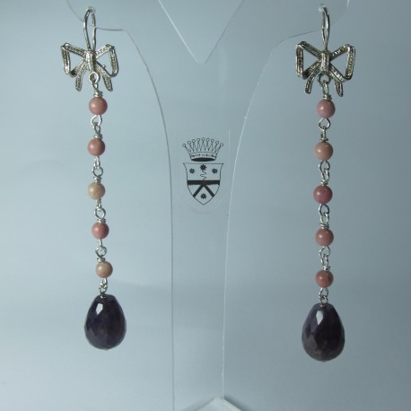 Orecchini in argento con ametista e rhodonite