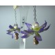 Earrings with silk flower, pearls, hematite and mother of pearl